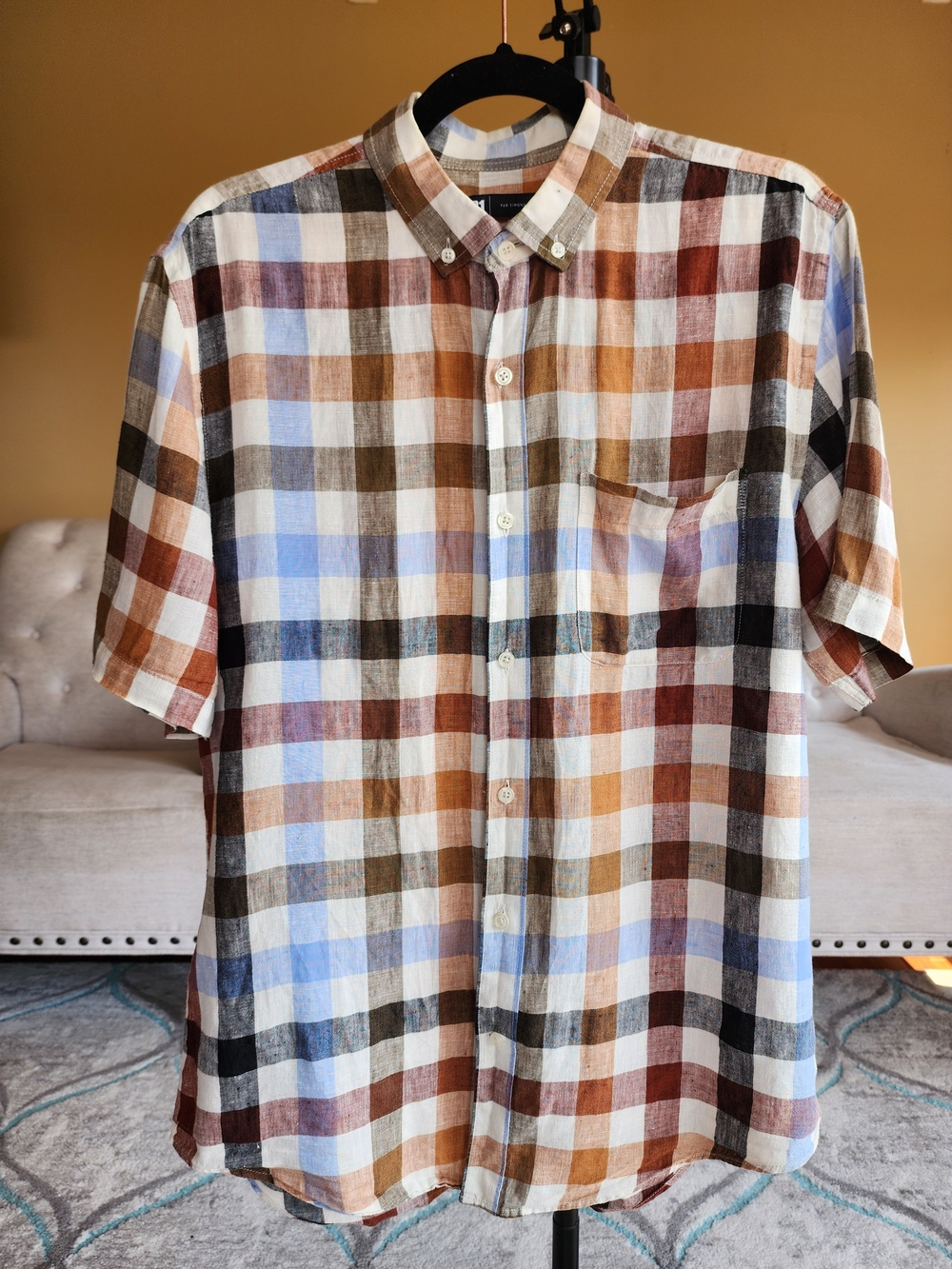 Men's Short-Sleeve Plaid Button-Down Shirt - Multi-Color